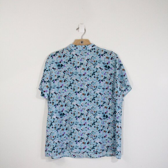 Talbots Floral Top New Women Short Sleeve Blouse V Neck Bow Shirt sz XL - Picture 9 of 11